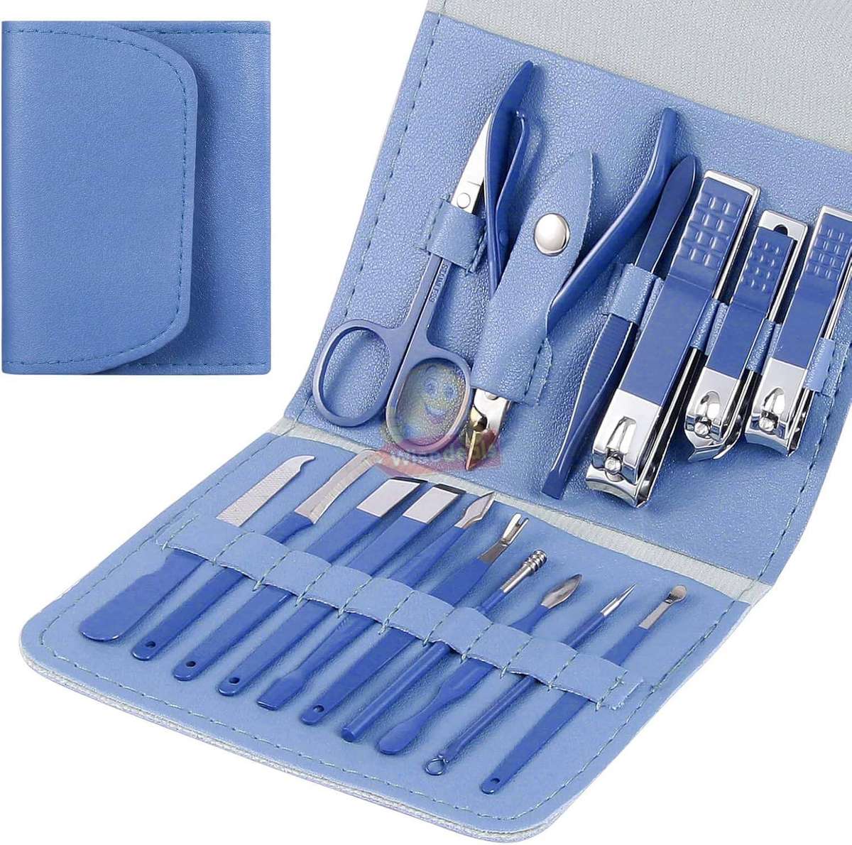 16 Piece Manicure & Pedicure Set with Leather Bag