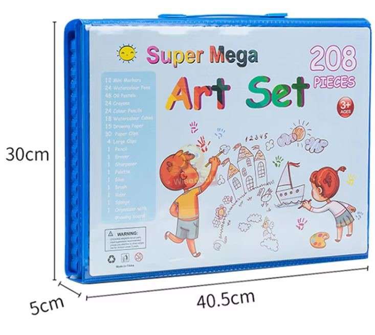 Super Mega 208 Piece Premium Art Set, Keep your Child busy for Hours and a Great Gift