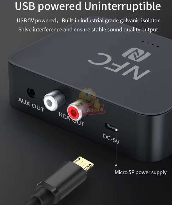 Bluetooth 5.0 Audio Receiver with NFC Function RCA AUX Ports for Home and Car Stereo