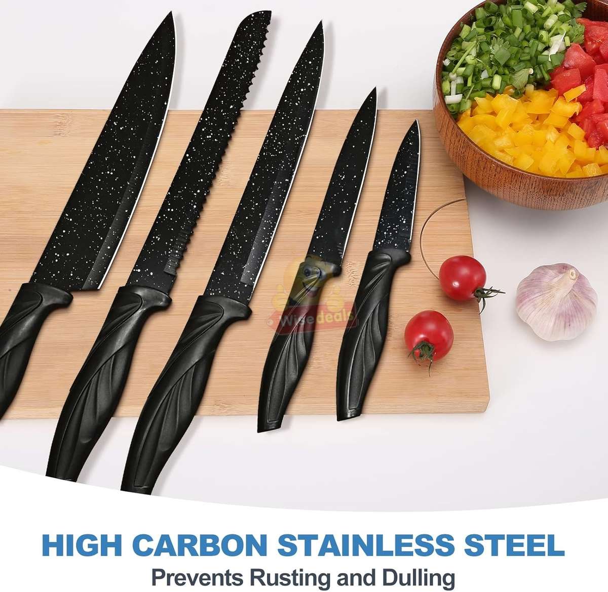 6 Piece Carbon Stainless Steel Knife Set, Perfect for slicing, Chopping, Carving...