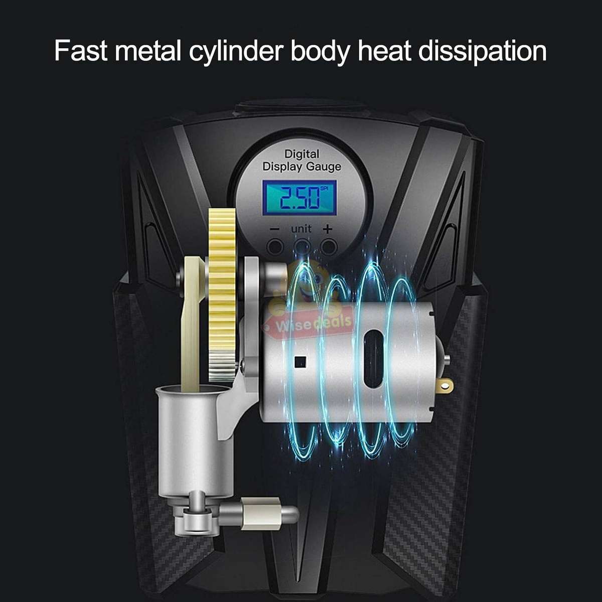 Premium Portable Digital 12V DC Car Tyre Pump with Emergency Light