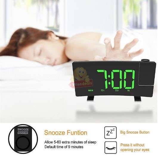 Time Projection Double Alarm FM LED Clock