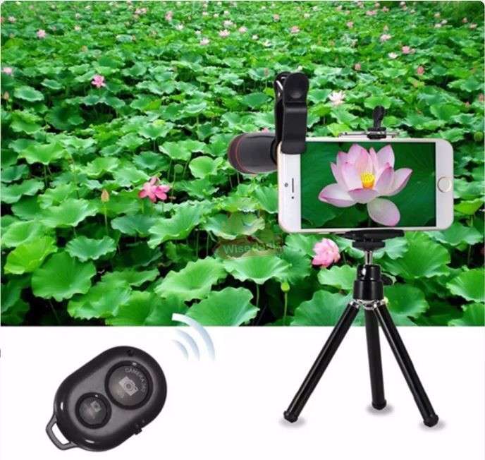 10 in 1 Bluetooth Cell Phone Lens Kit with Tripod & Selfie Stick - 8X Magnification