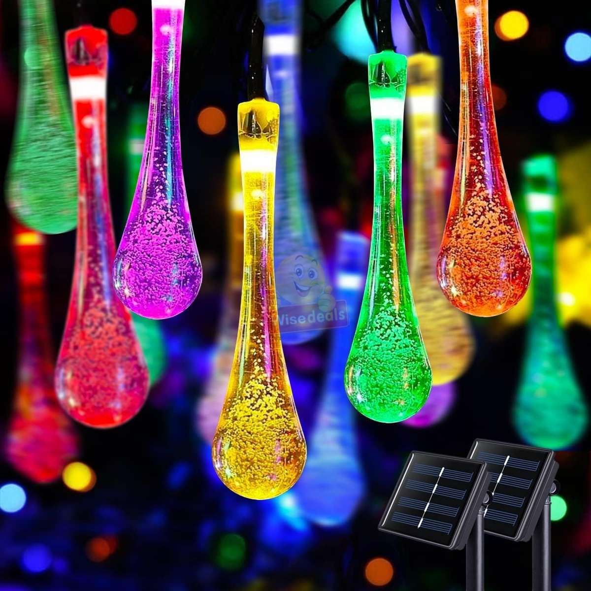 9.5M SOLAR LED String Lights with 50 Multi-colour Bulbs