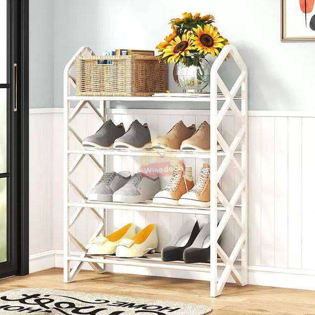 4 Layer Diamond X Style Shoe Rack Organizer Storage Stand