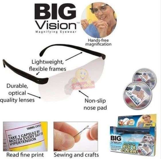 160 Percent Magnifying glasses that help provide comfortable eye protection with clear lens.