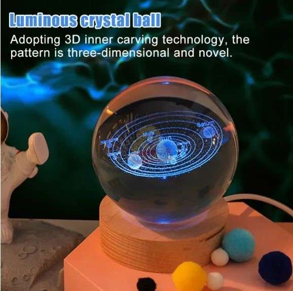 Luminous 3D Laser Engraving crystal ball night Light