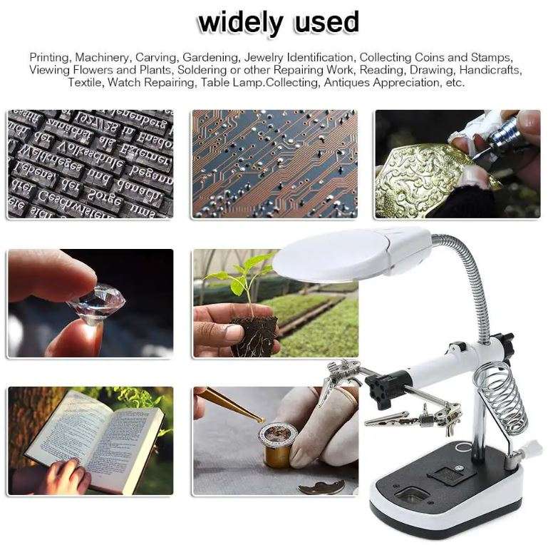 5 LED Light Auxiliary Lamp Soldering Stand Magnifier