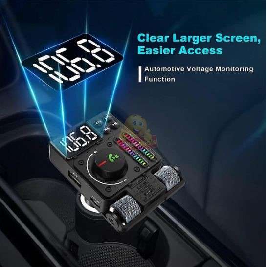 Bluetooth Car 5.3 FM Transmitter, PD 30W Type C Fast Charge & USB Port HiFi