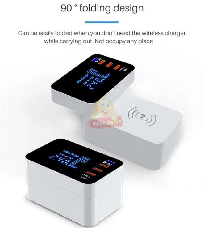 Multi-port USB Fast Charging Station Adapter with Wireless Charger