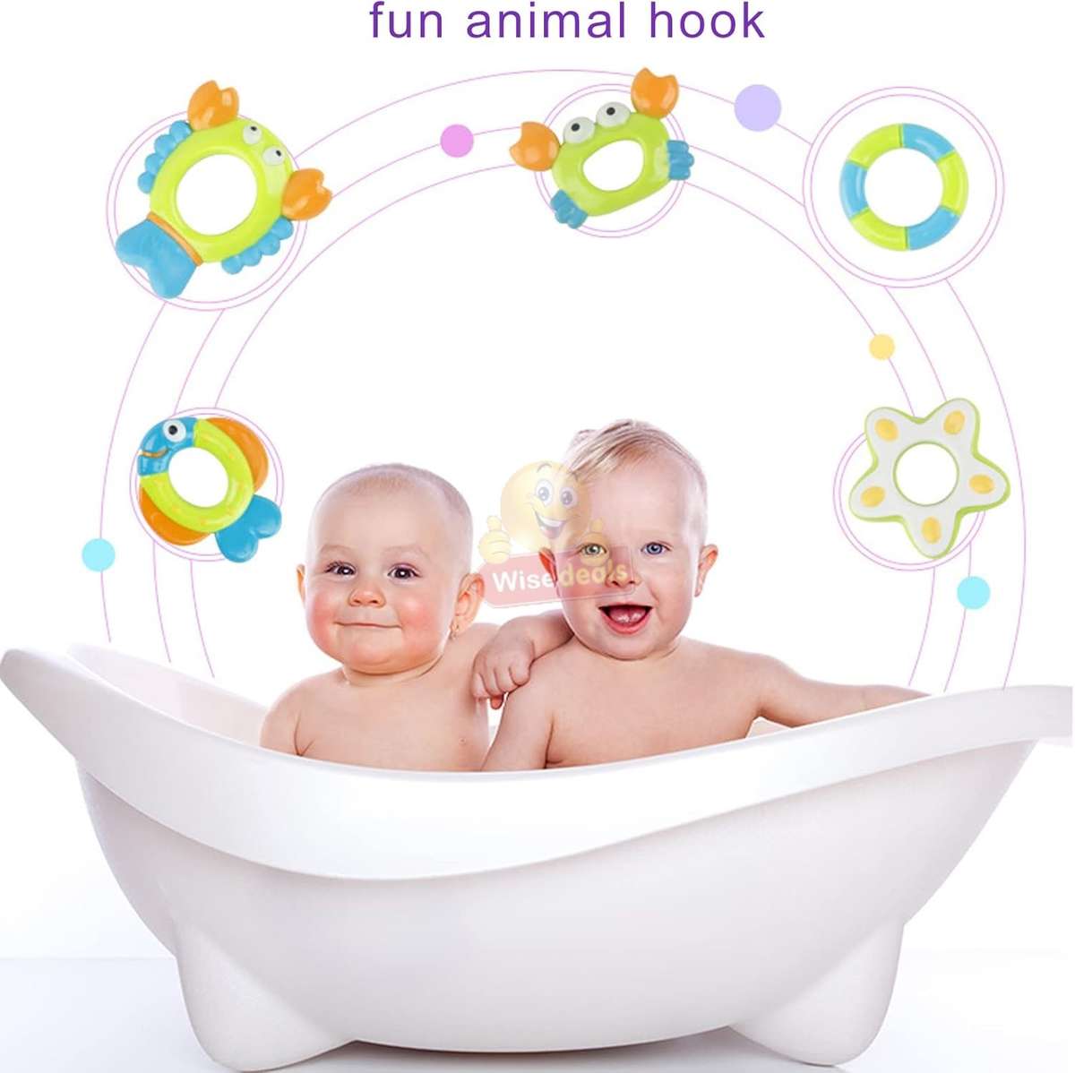 Floating Purple Octopus with 5 Hoopla Rings Interactive Bath Toy