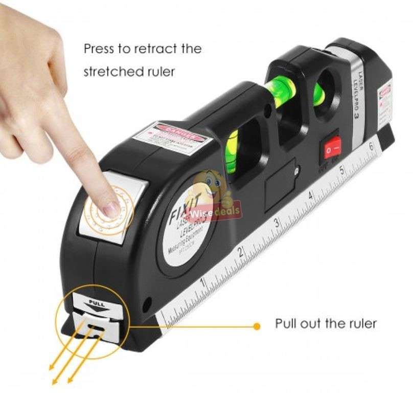 Laser Level Pro 3 Multi-Purpose Measuring Tool With 2.5m Tape