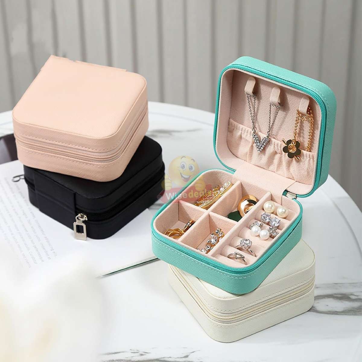Leather Jewellery Zipper Storage Box