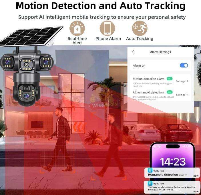 3 Camera Waterproof SOLAR IP WIFI or 4G (Sim Card) Camera