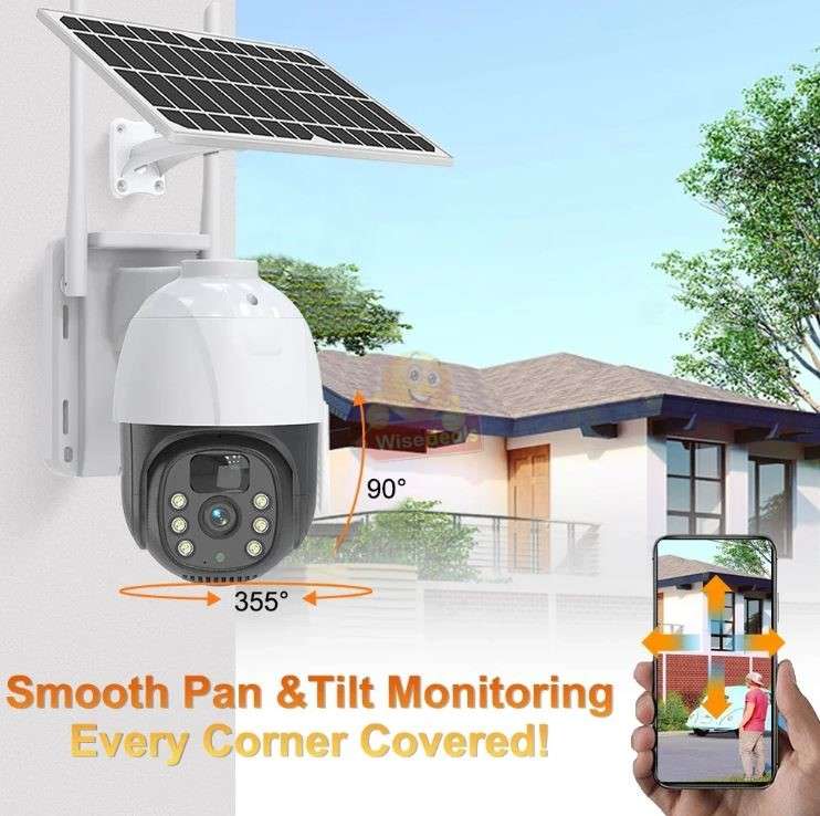 4G PT SIM CARD Waterproof IP SOLAR Camera, Day and Night Vision, Two-Way Audio, EeseCloud APP