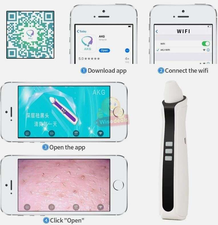 Enlarge by Camera 500X times WIFI Blackhead Remover