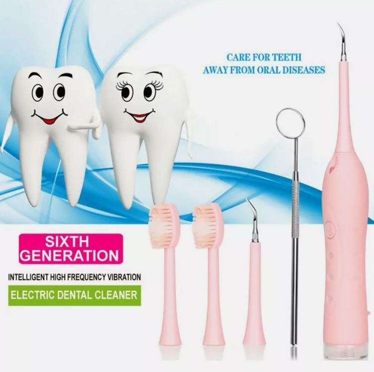 6-in-1 Electric Toothbrush and Calculus Remover Dental Care Tool Set in Blue