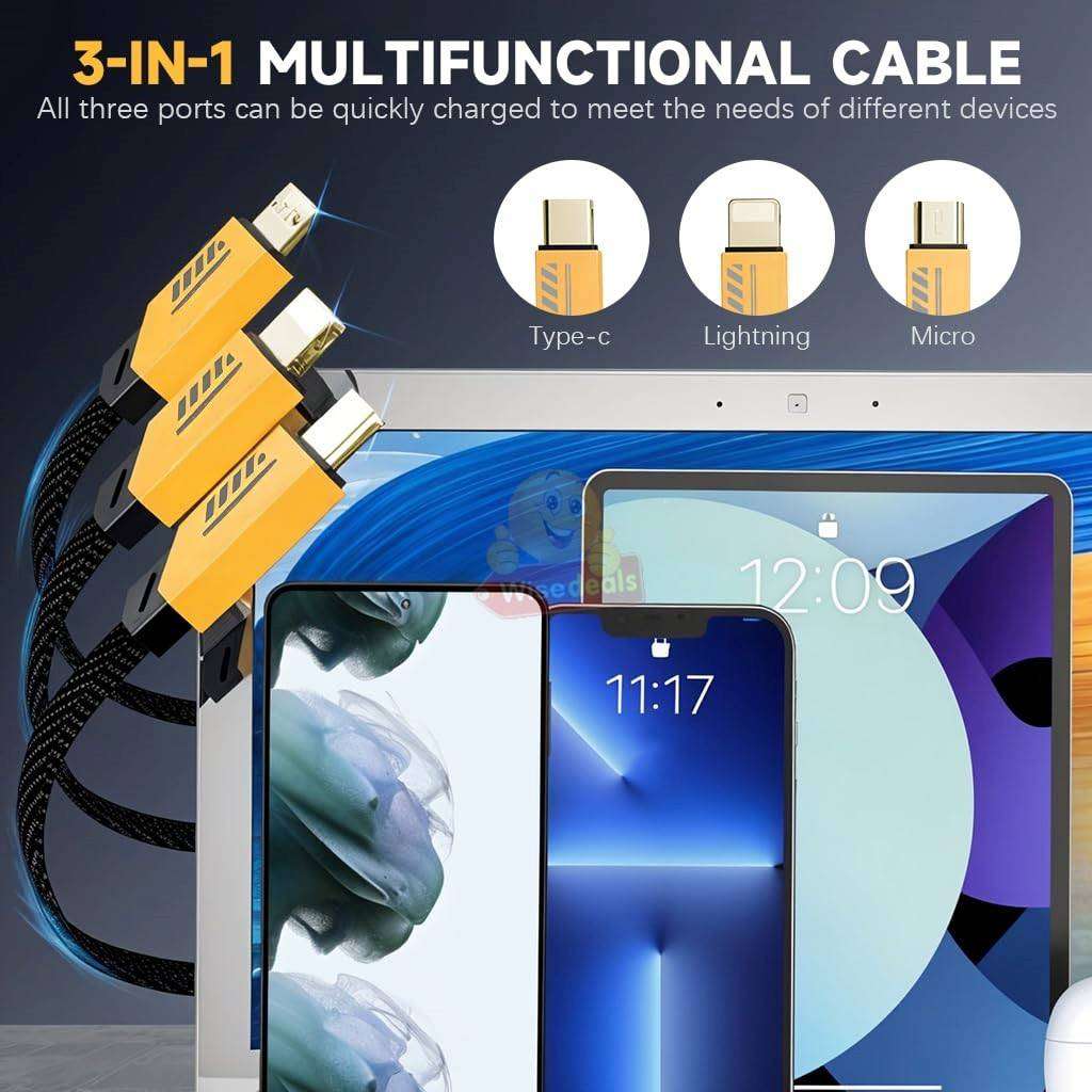 120W 3-IN-1 Fast Charging Data Cables