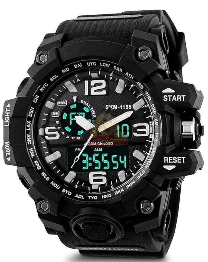 Dual-Display Electronic Night Light Sports Watch with Time Date and Week Display in Case