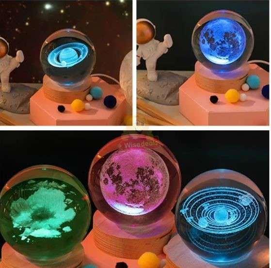 Luminous 3D Laser Engraving crystal ball night Light