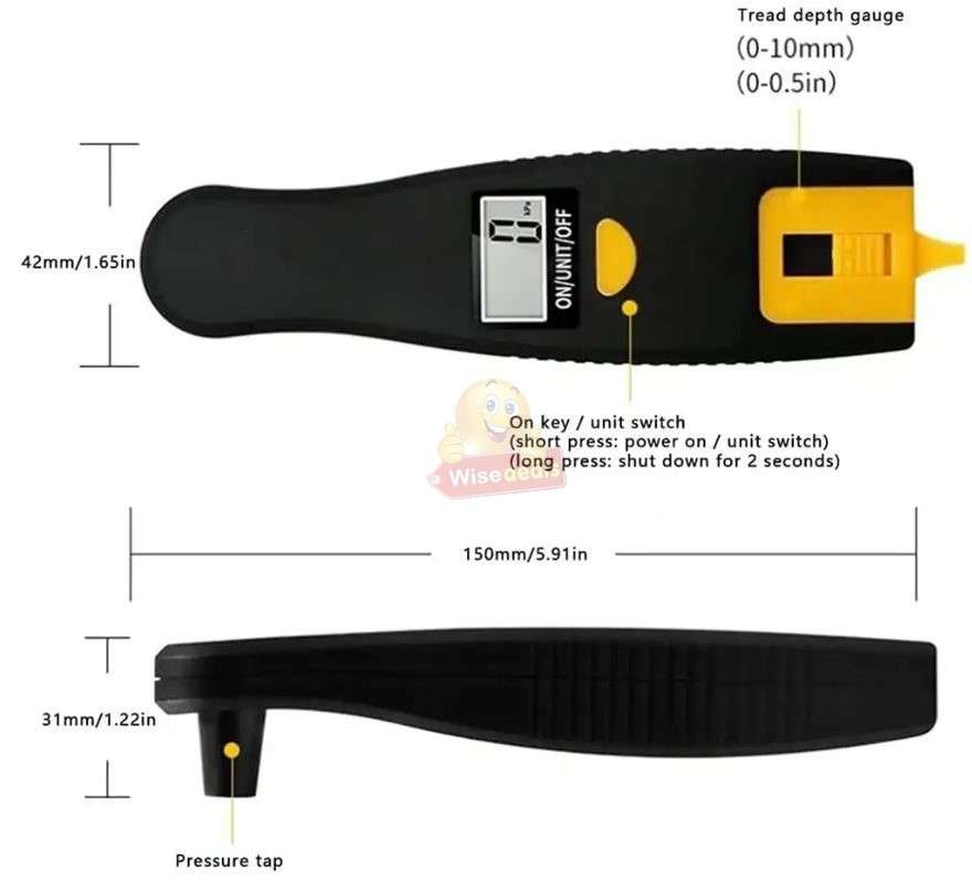 2 in 1 Digital LCD Display Tyre Air Pressure Gauge Meter