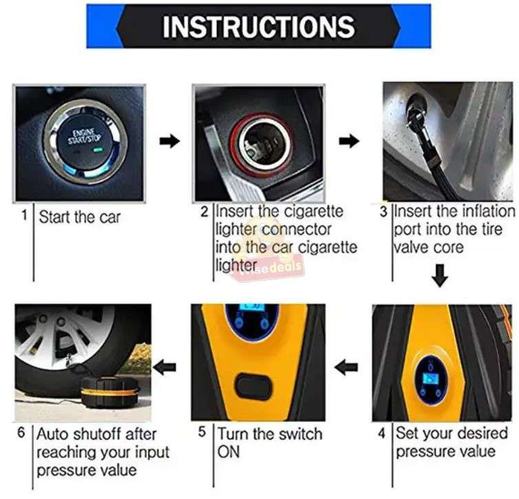 Air Compressor Tyre Inflator Accessory Kit