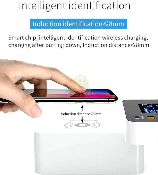 Multi-port USB Fast Charging Station Adapter with Wireless Charger