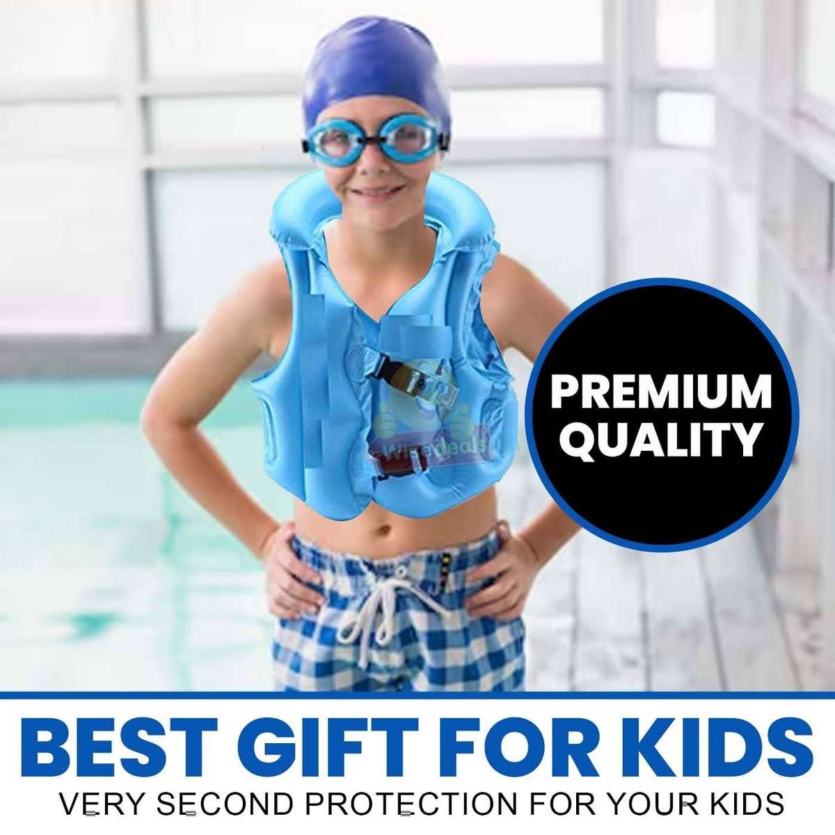 Childrens Inflatable Safety Swimming Vest Jacket Available in 3 Colours