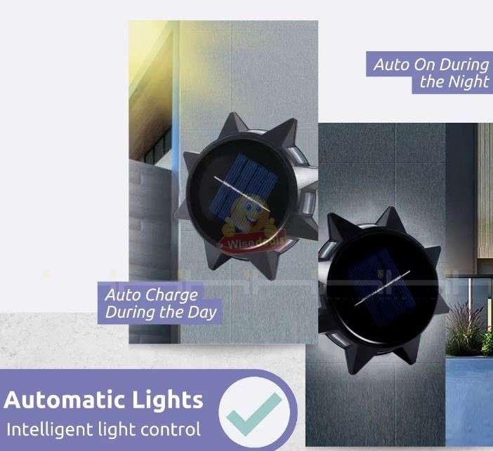 LED Solar Ground and Wall light with Built-in Rechargeable battery, Easy to Install and Waterproof