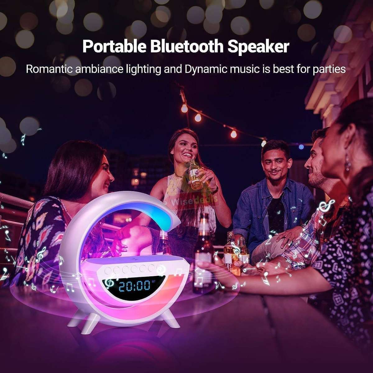 Mini LED Wireless Charging Speaker Alarm Clock FM Radio