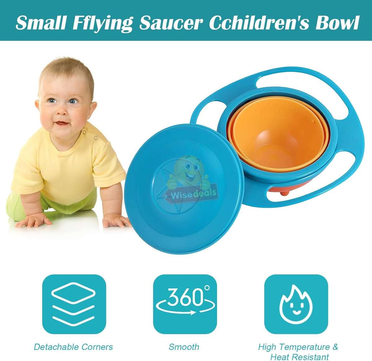 Non-spill Feeding 360° Rotating Gyro Bowl