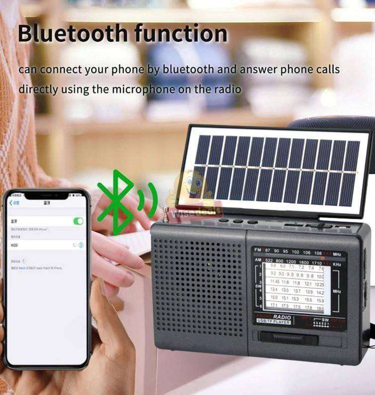 Rechargeable Bluetooth SOLAR AM-FM Flashlight Radio with USB SD MP3 Player