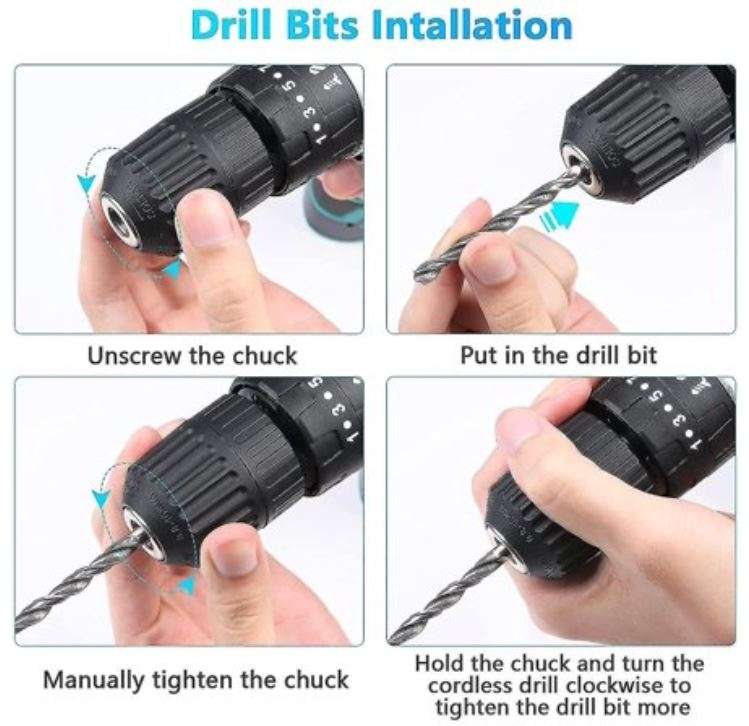 Drill Kit Set with Lithium Batteries and Accessories