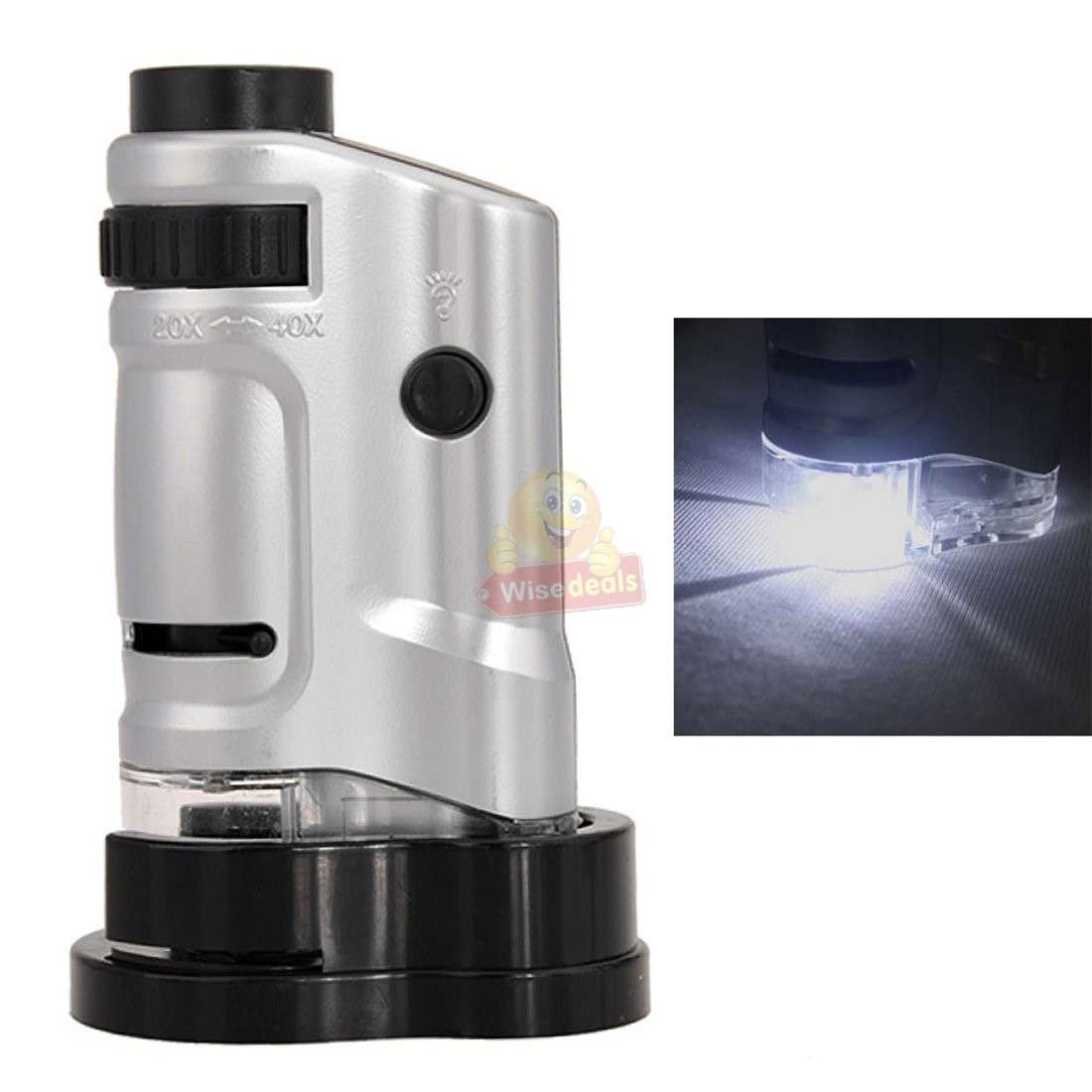 Handheld Mini Pocket Microscope 20X - 40X Optical Zoom with LED Light