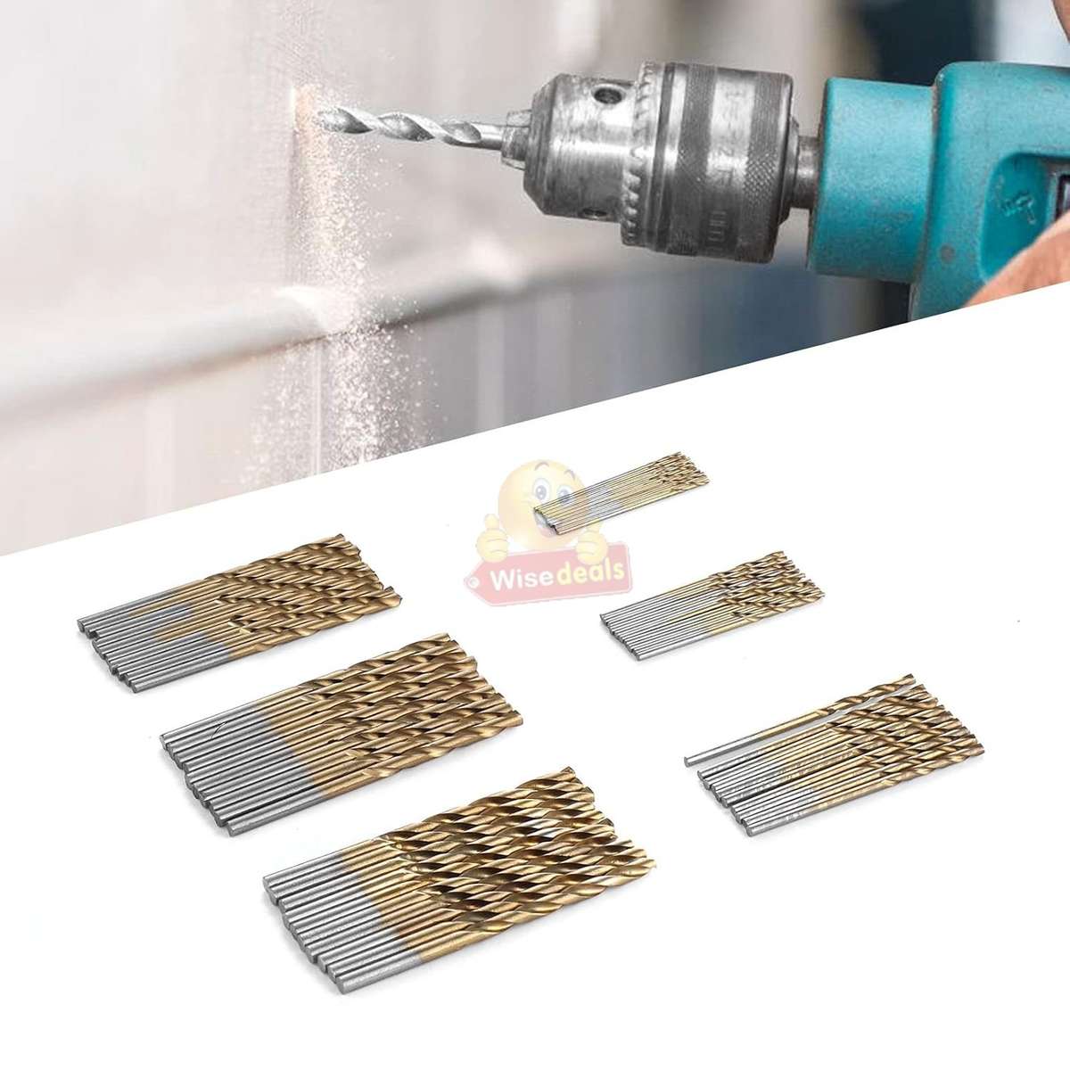 50 Piece Titanium Coated HSS Drill Bit Set