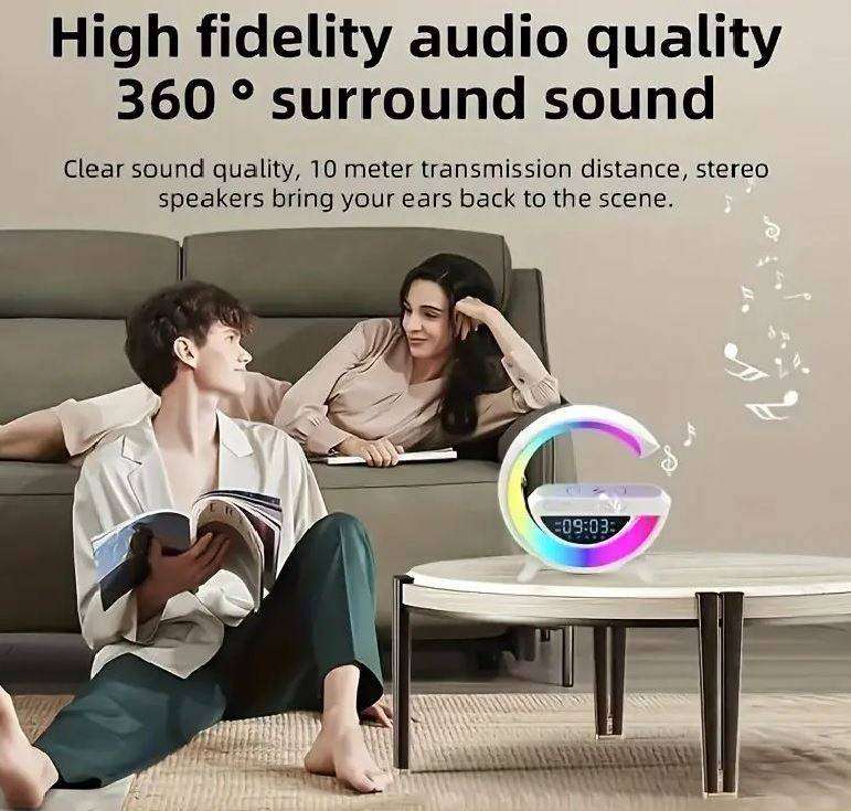 3-in-1 Wireless LED Bluetooth Speaker Radio Fast Charging Alarm Clock