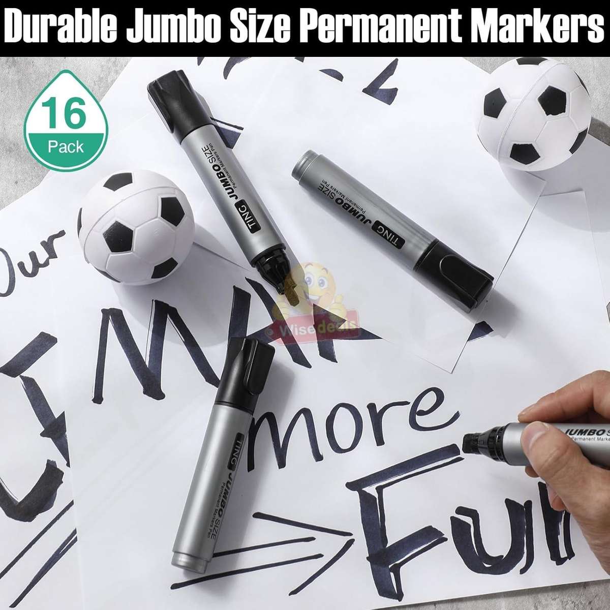 Secret Compartment 10 Piece Jumbo Waterproof Permanent Black Markers