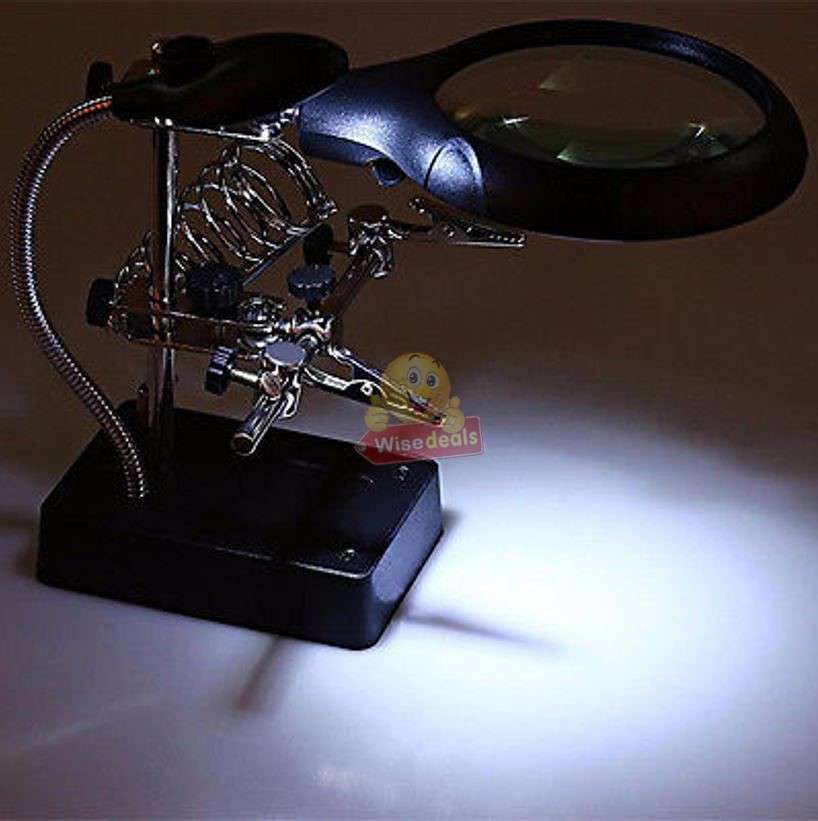 5 LED Auxiliary Clip Magnifier Soldering Stand with AC/DC Interchangeable