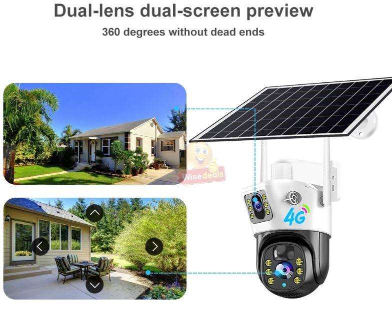 SOLAR Dual Lens & Dual Screen PTZ IP 4G Sim Card Camera