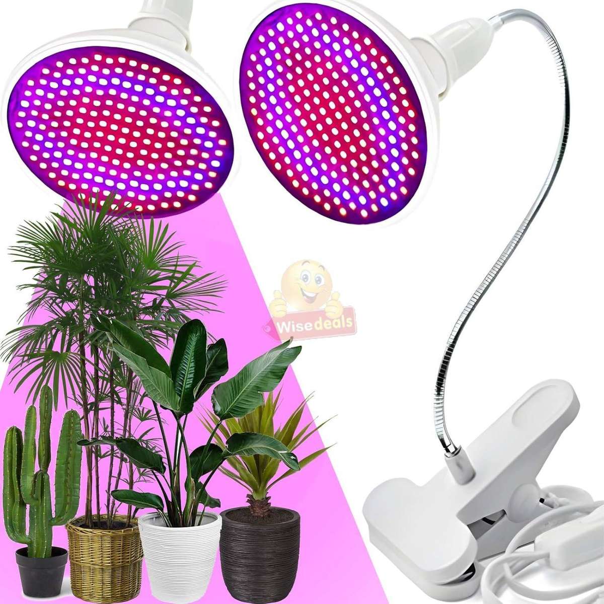 Dual Head 200 LED Plant Grow Lights with Clip Holder