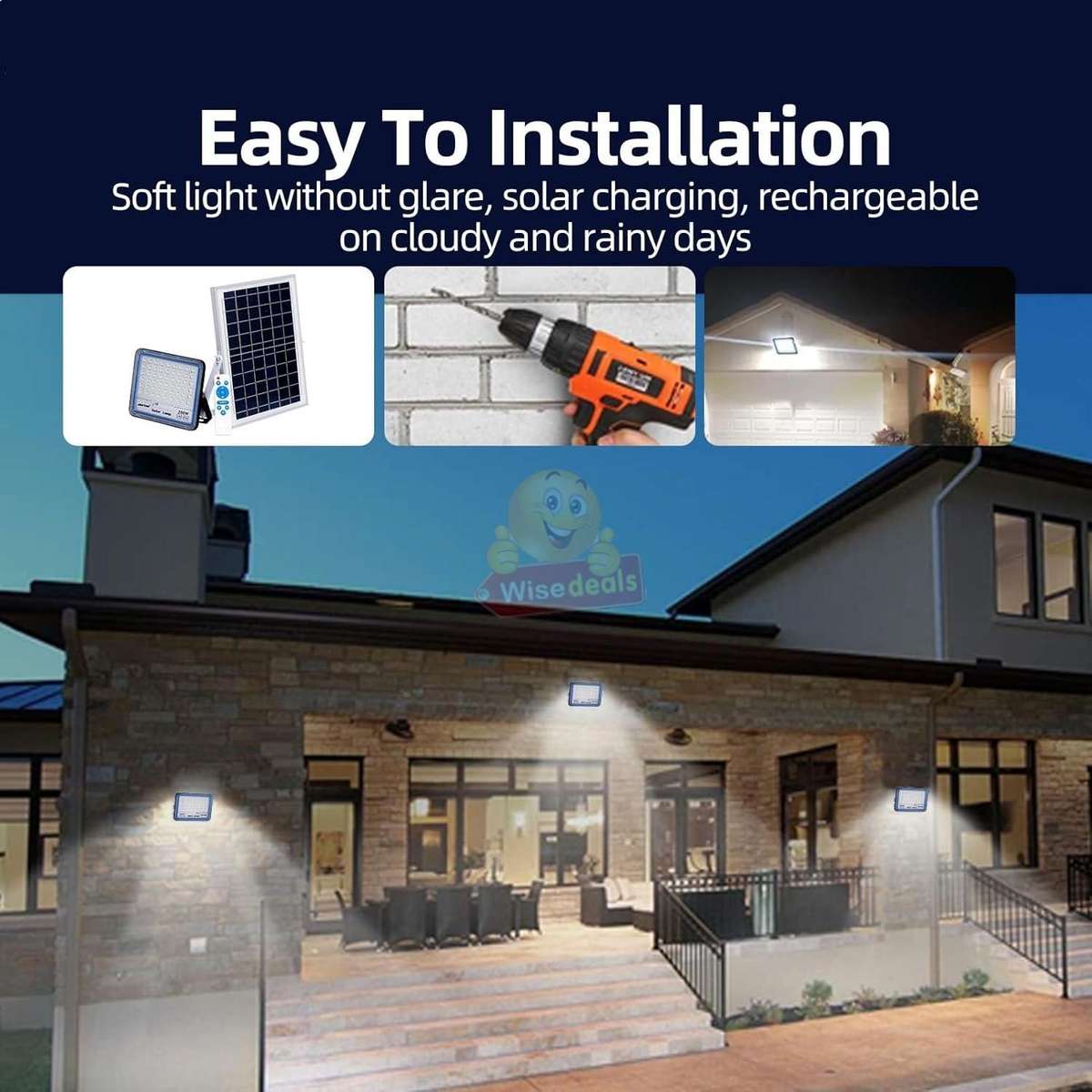 200W LED SOLAR Flood Light with Panel and remote control