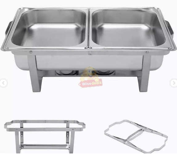 Double chafing stainless steel dish