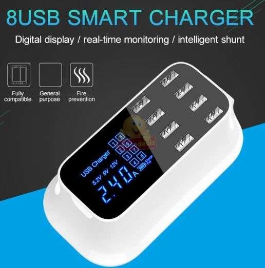 8 Ports Smart Chip USB Charger Hub Dock Station LED Display