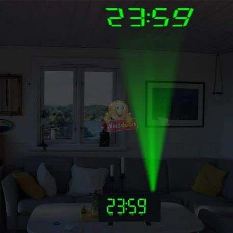 Time Projection Double Alarm FM LED Clock
