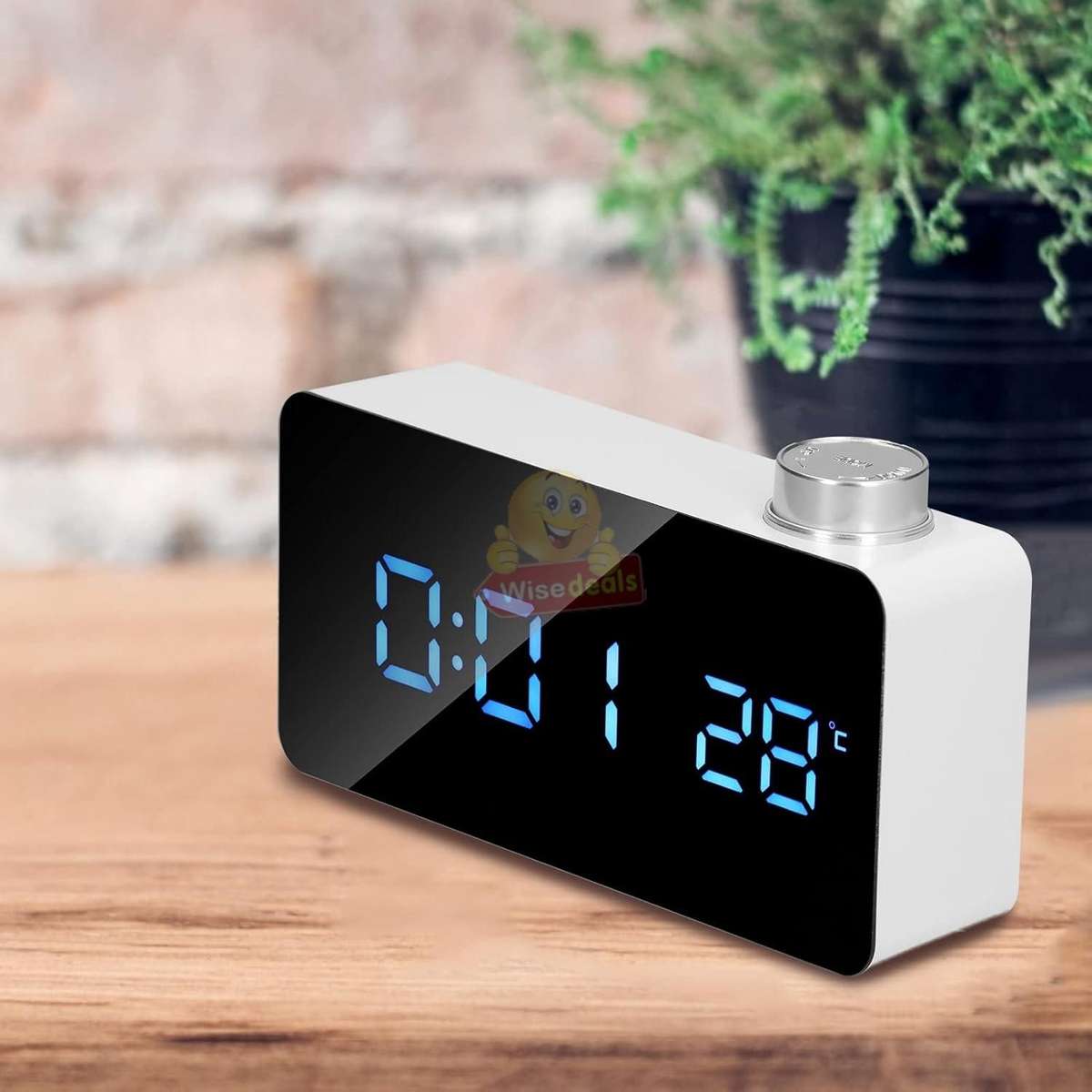 Digital Temperature Mirror Night Mode LED Alarm Clock
