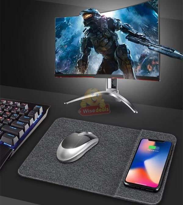 Fast Qi Wireless Charging Mouse Pad in Black