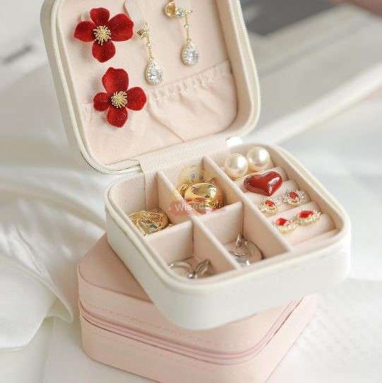 Leather Jewellery Zipper Storage Box