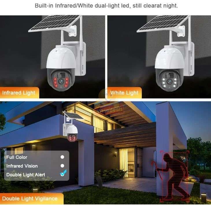 4G PT SIM CARD Waterproof IP SOLAR Camera, Day and Night Vision, Two-Way Audio, EeseCloud APP