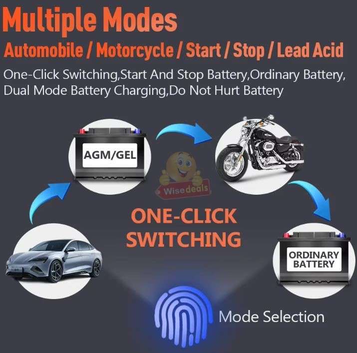 12V 10A -24V 5A Intelligent Pulse Repair LCD Display Battery Charger - START R1 ONLY