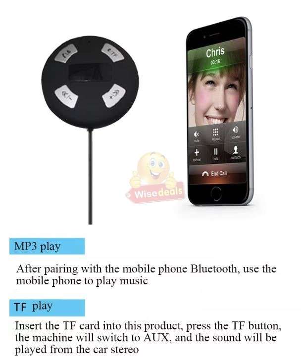 Mini Bluetooth Music Receiver FM Transmitter TF Card Car Mp3 Music Play